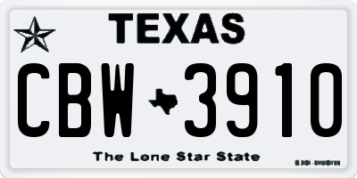 TX license plate CBW3910