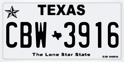 TX license plate CBW3916