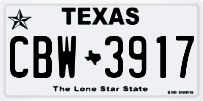 TX license plate CBW3917