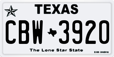 TX license plate CBW3920