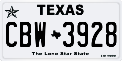 TX license plate CBW3928