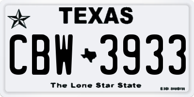 TX license plate CBW3933