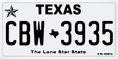 TX license plate CBW3935
