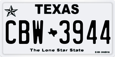 TX license plate CBW3944