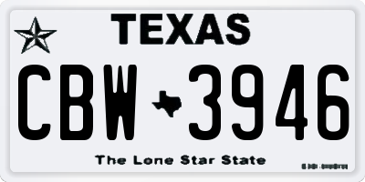 TX license plate CBW3946
