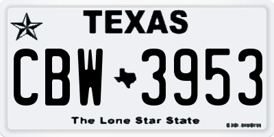 TX license plate CBW3953