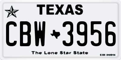 TX license plate CBW3956