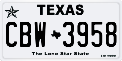 TX license plate CBW3958