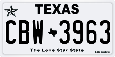TX license plate CBW3963