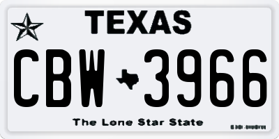 TX license plate CBW3966