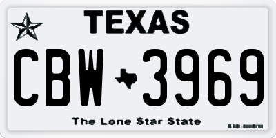 TX license plate CBW3969