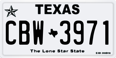 TX license plate CBW3971
