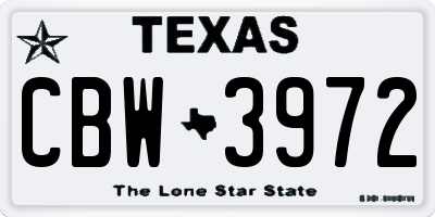TX license plate CBW3972