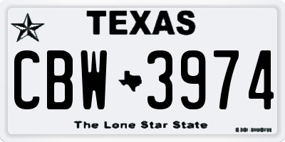 TX license plate CBW3974