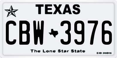 TX license plate CBW3976