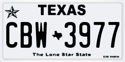 TX license plate CBW3977