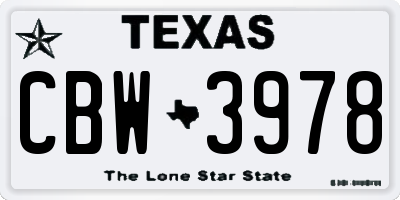TX license plate CBW3978