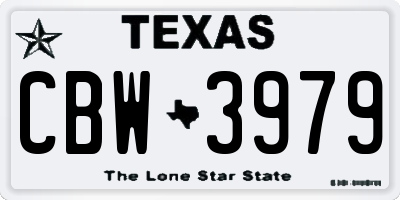 TX license plate CBW3979