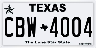 TX license plate CBW4004