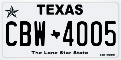 TX license plate CBW4005