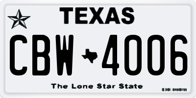 TX license plate CBW4006