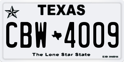 TX license plate CBW4009