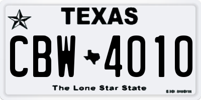 TX license plate CBW4010