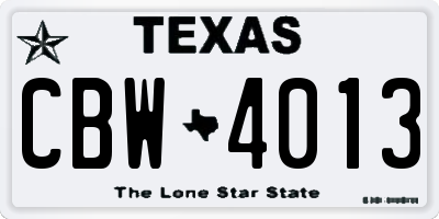 TX license plate CBW4013