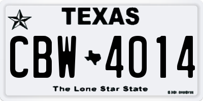 TX license plate CBW4014