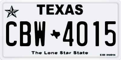 TX license plate CBW4015