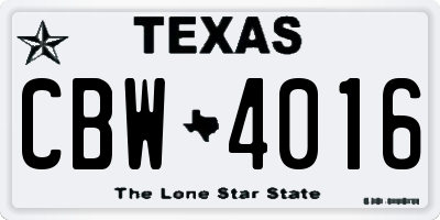 TX license plate CBW4016