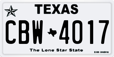 TX license plate CBW4017