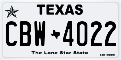 TX license plate CBW4022