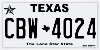 TX license plate CBW4024