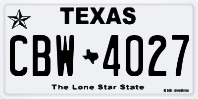 TX license plate CBW4027