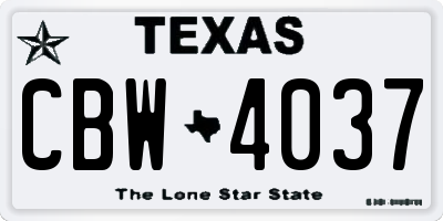 TX license plate CBW4037