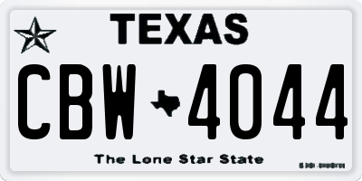 TX license plate CBW4044