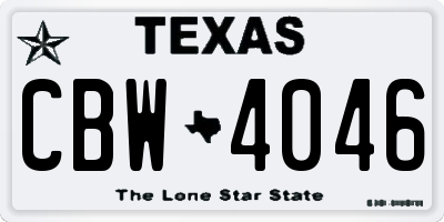 TX license plate CBW4046