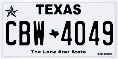 TX license plate CBW4049
