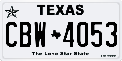 TX license plate CBW4053