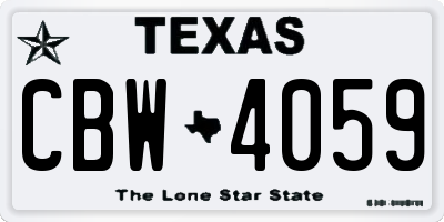 TX license plate CBW4059
