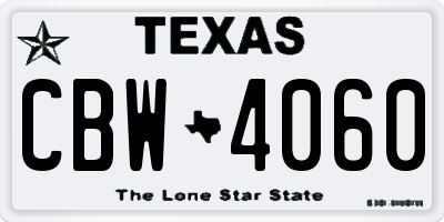 TX license plate CBW4060