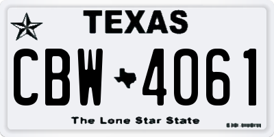 TX license plate CBW4061