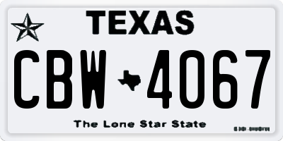 TX license plate CBW4067