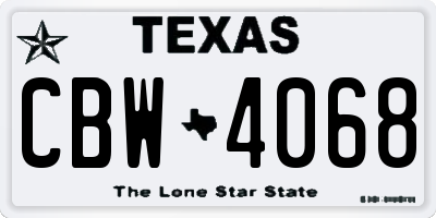 TX license plate CBW4068