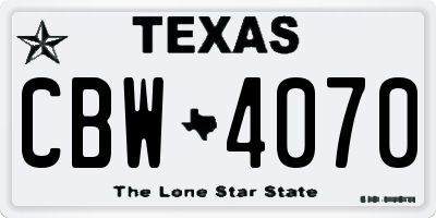 TX license plate CBW4070