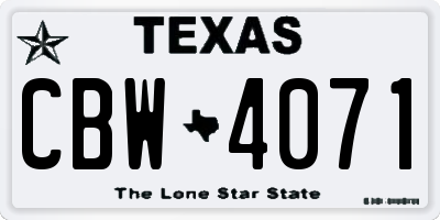 TX license plate CBW4071