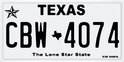 TX license plate CBW4074