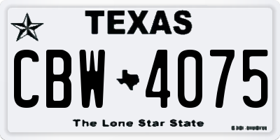 TX license plate CBW4075