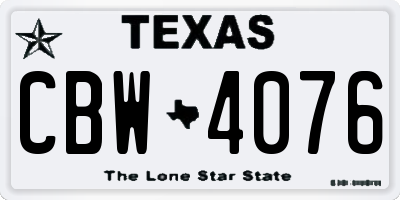 TX license plate CBW4076